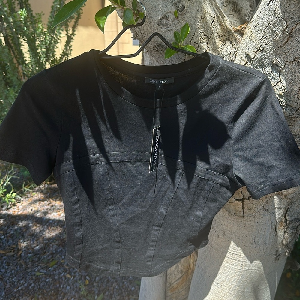 NWT Papermoon black corset tee, size small